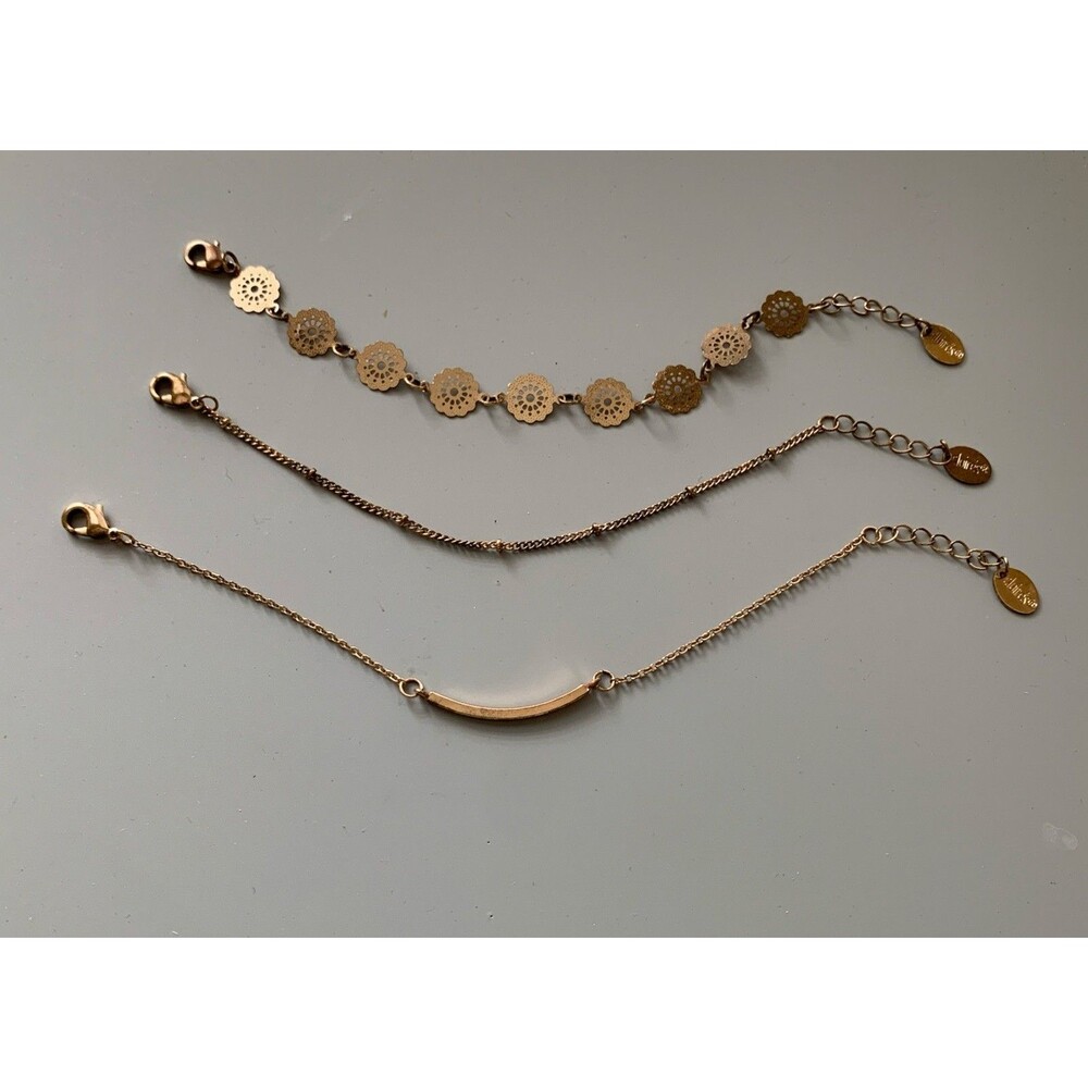 Claires Gold Tone Bracelets 6-7 inch Lot of 3 Petite Dainty